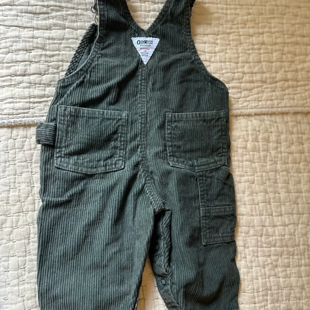 OshKosh B'gosh Dark Green Corduroy Overalls - Picture 2 of 3